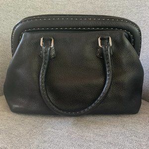 Fendi Selleria Black Pebbled Leather Handbag